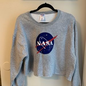 NASA Gray Cropped Crewneck